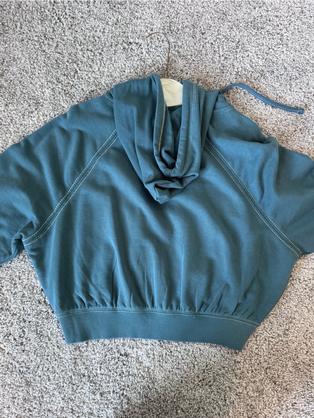 Urban Outfitters Teal Zip Hoodie with Cream Script - Picture 4 of 4